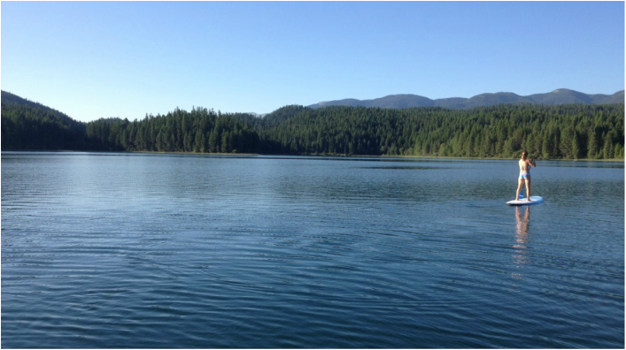 Alpine lakes surround the bike retreat and are perfect for paddleboarding